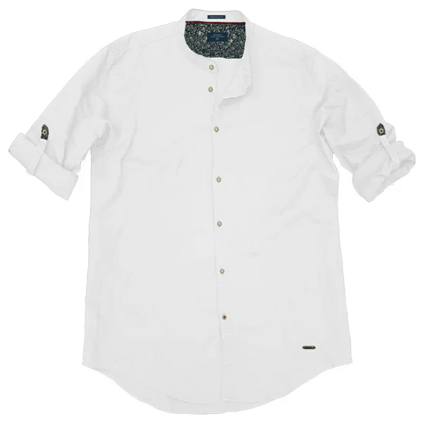 GS-483SVA Double Shirt Mao Collar Slim Line (μεγάλα μεγέθη) Χρώμα Άσπρο