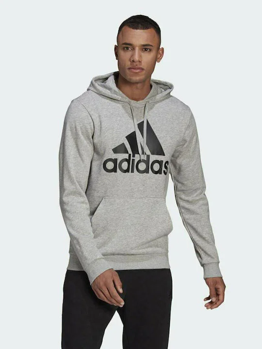 GK9541 Adidas Essentials Ανδρικό Φούτερ με Κουκούλα και Τσέπες Γκρι