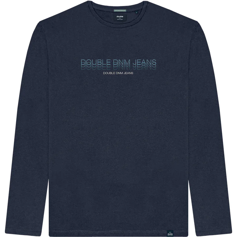 TS-237VA Double Round Neck Graphic Print (Μεγάλα μεγέθη) (Navy)