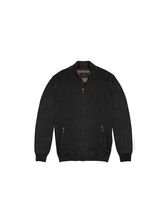 Double Ανδρική Πλεκτή Ζακέτα Ανάγλυφη KNIT-07A Black