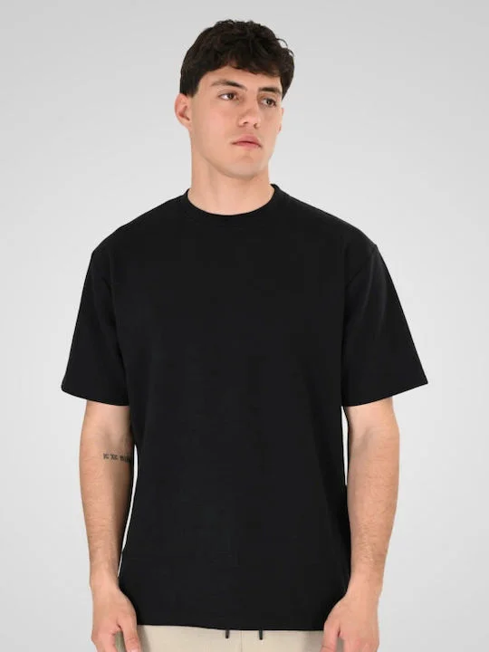 Rebase Μπλούζα (Waffle Fabric) Μαύρη 261RTS-9118 Black