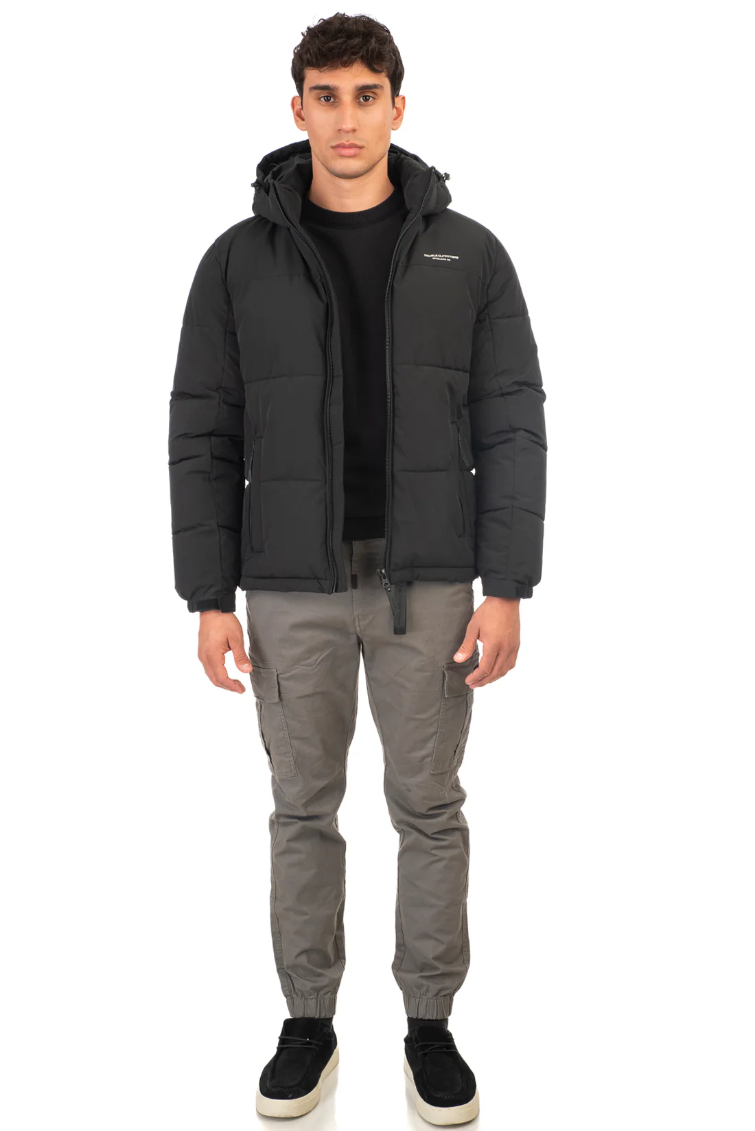 MJK-2006A Double Jackets Mid Length Padded (Μεγάλα Μεγέθη) Black 50