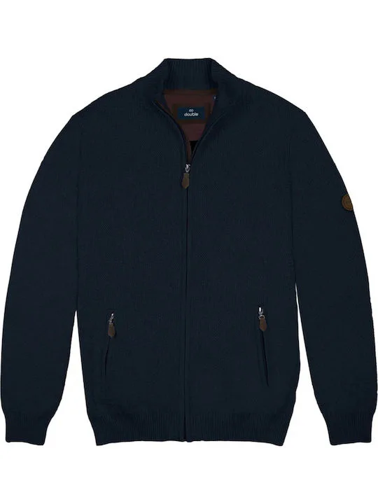 Double Ζακέτα πλεκτή με φερμουάρ KNIT-68A Dark Blue