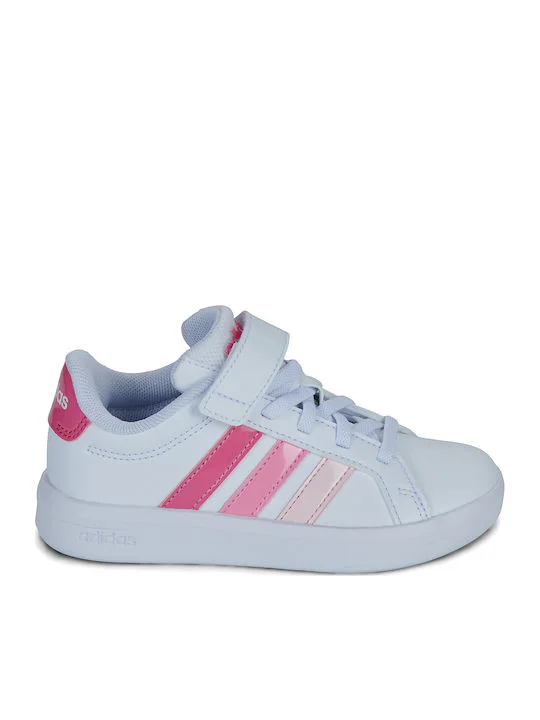 Adidas Grand Court Παιδικά Sneakers με Σκρατς Λευκά KJ4370