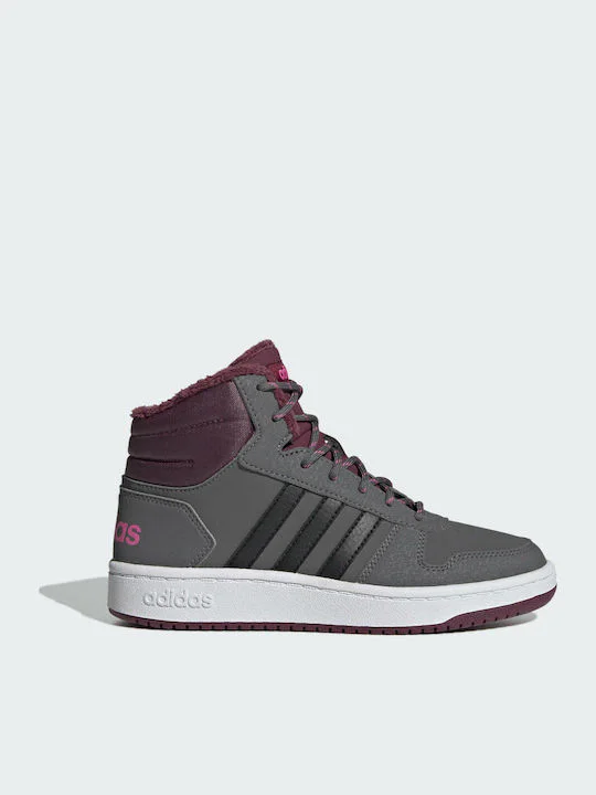 AdidasHoops 2 Αθλητικά Παιδικά Παπούτσια Μπάσκετ με Κορδόνια Grey Five / Core Black / Screaming Pink GZ7796