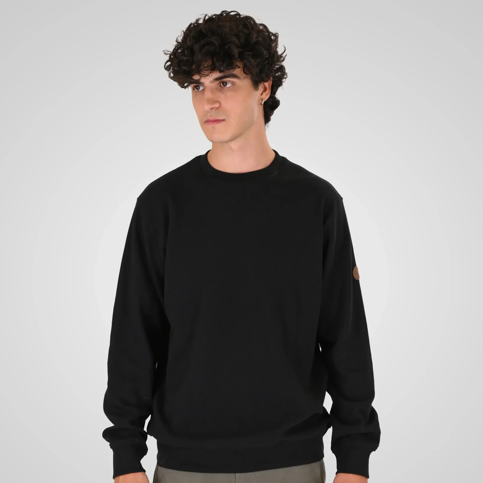 Double Μακρυμάνικη Crewneck In Special Fabric 262MTOP-1155 Black