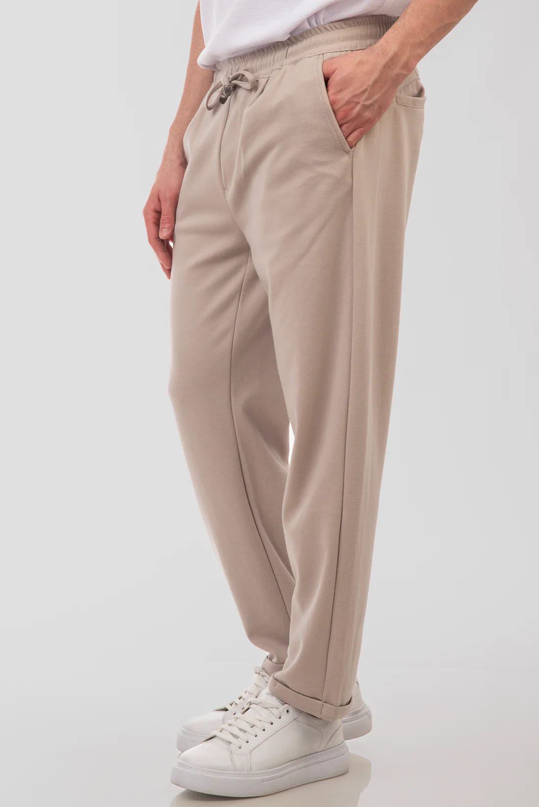 Double Παντελόνι Chinos Pique με Ελαστική Μέση 251CP-4033 Beige