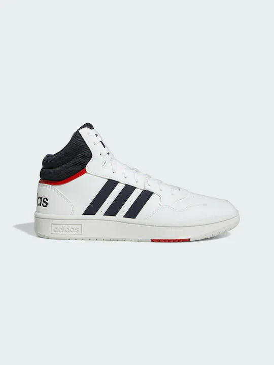 GY5543 Adidas Hoops 3.0 Mid (Cloud White / Legend Ink / Vivid Red)