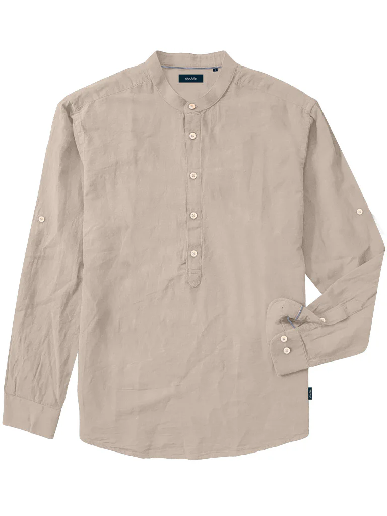 GS-591A Double Shirts Mao Collar (Μεγάλα Μεγέθη) Beige