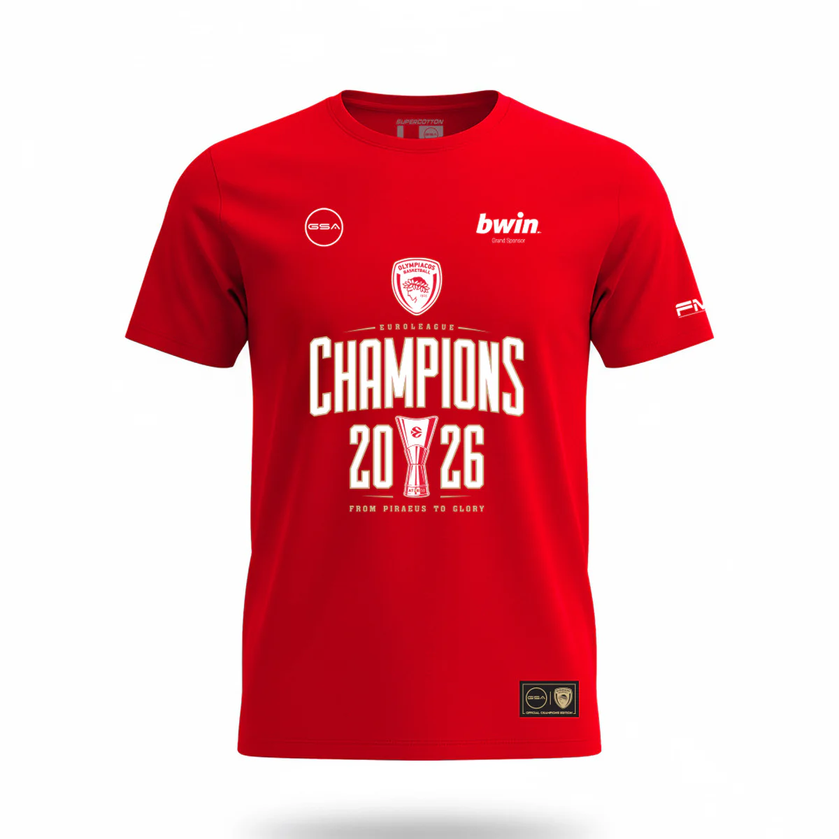 GSA Olympiacos B.C. Official T-Shirt Euroleague Champions 2026 GT42554