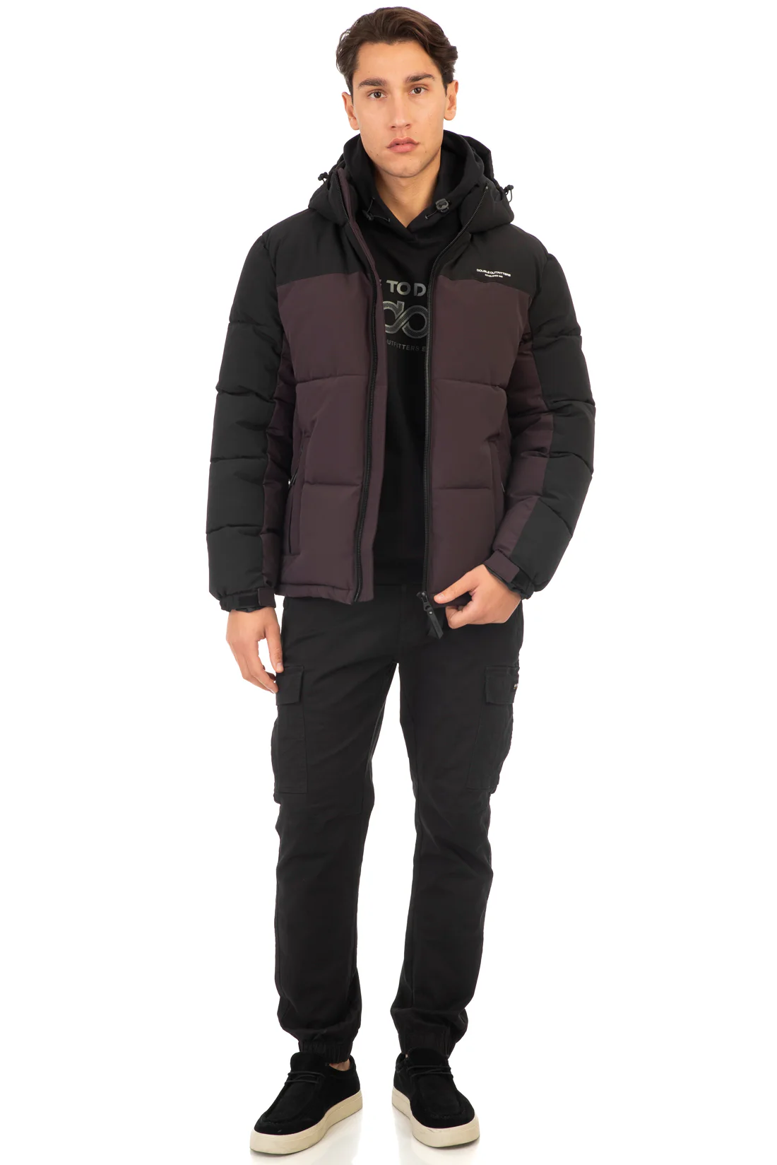 MJK-2006B Double Jackets Mid Length Padded Plum Black CC41