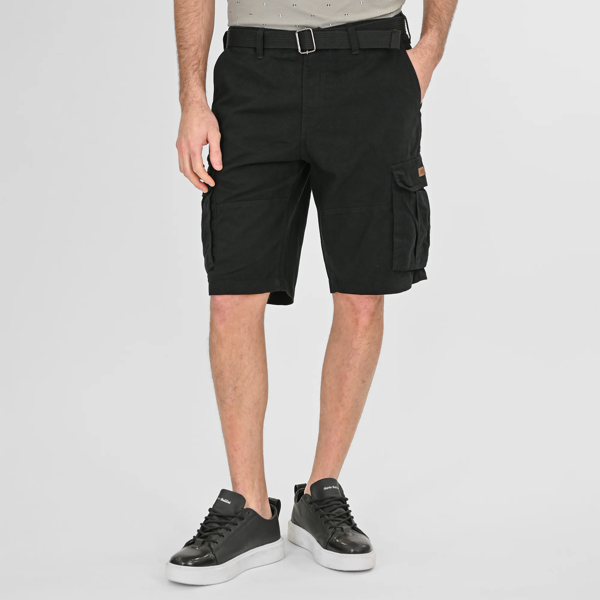 Double Cargo Βερμούδα με ζώνη 261MSHO-7029 Black