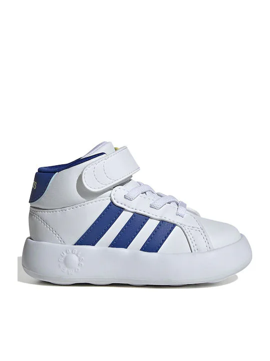 Adidas Grand Court Παιδικά Sneakers High με Σκρατς Λευκά IE3865