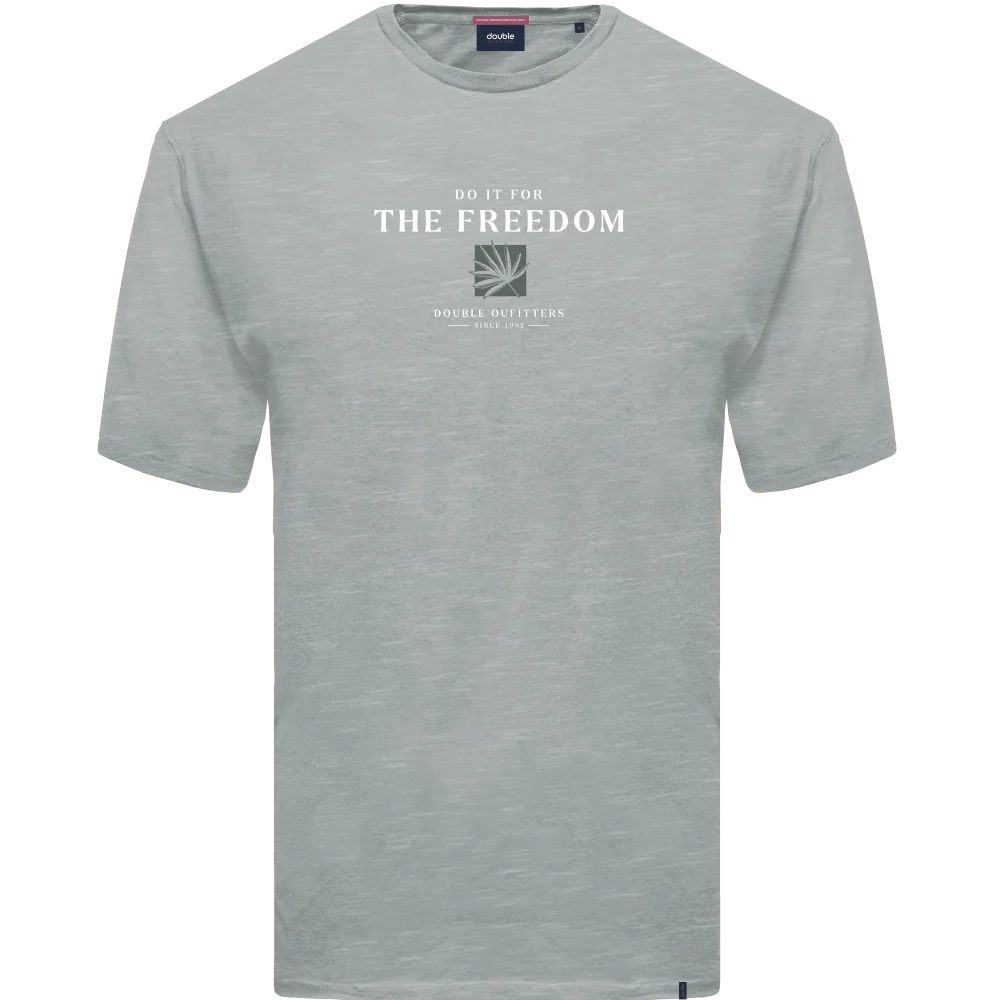 TS-2017SA Double T-Shirts Flama With Graphic Print Pebble Grey (Μεγάλα Μεγέθη)