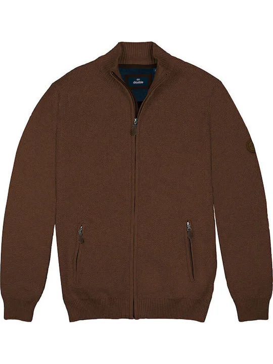 Double Ζακέτα πλεκτή με φερμουάρ KNIT-68A Camel