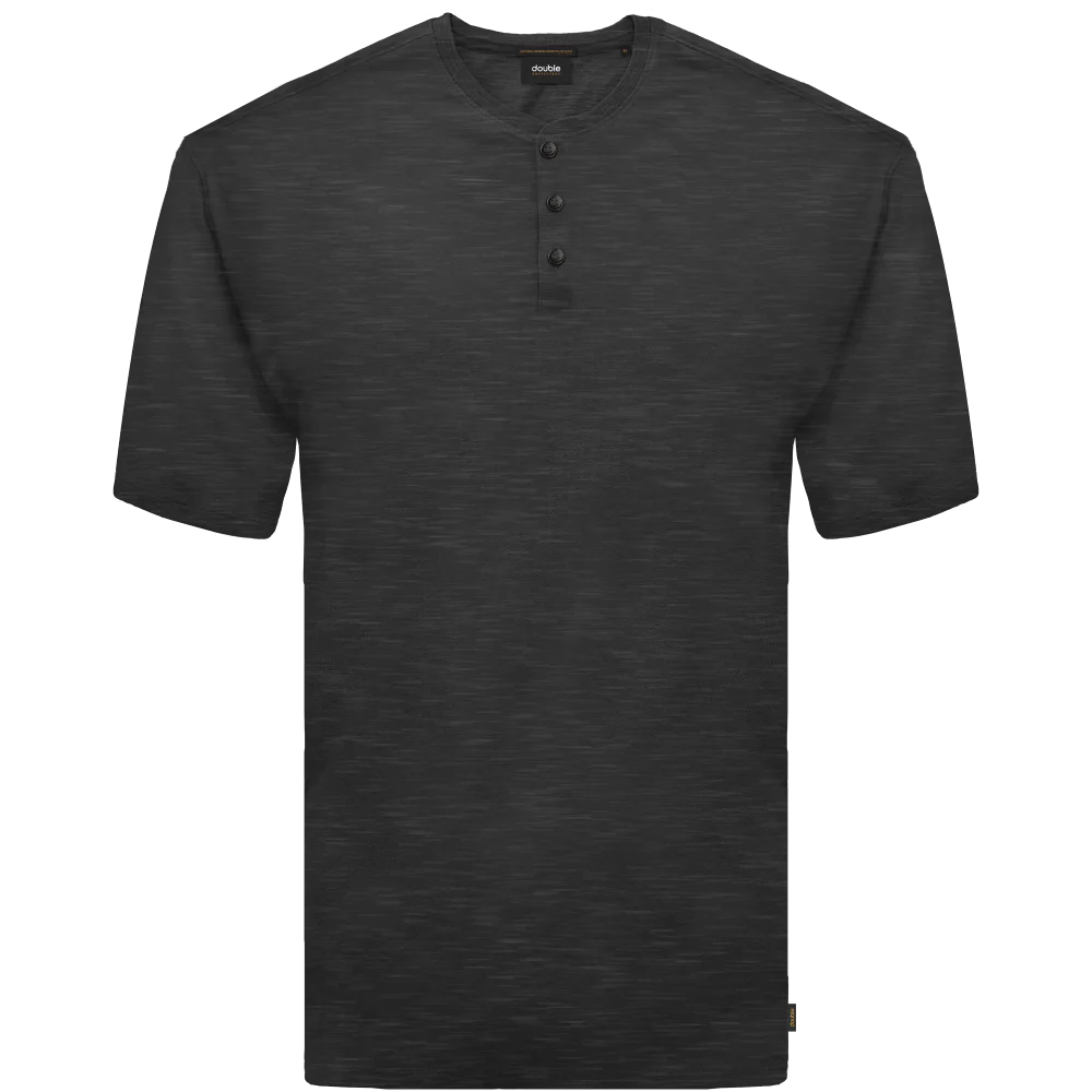 TS-2020 Double T-Shirts Flama Henley Black
