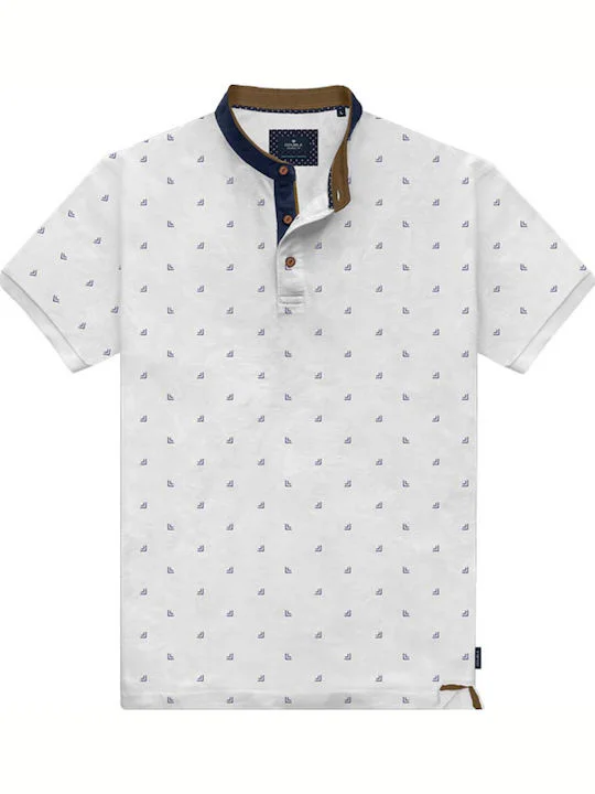 Double Mao Print Fashion Polo PS-278SVA (Άσπρο,Μεγάλα μεγέθη)