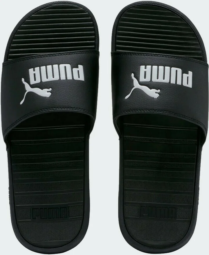 371023-01 Puma Cool Cat Slides (Black/White)