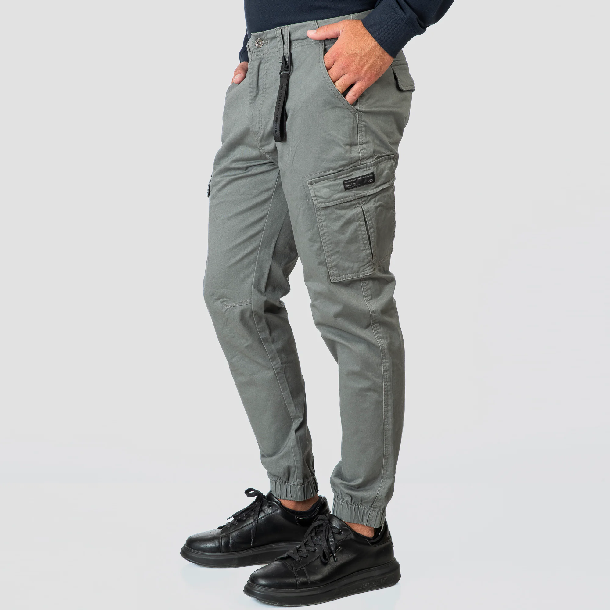 Double Ανδρικό Cargo Παντελόνι με λάστιχα 252CCP-4066 Sage Green