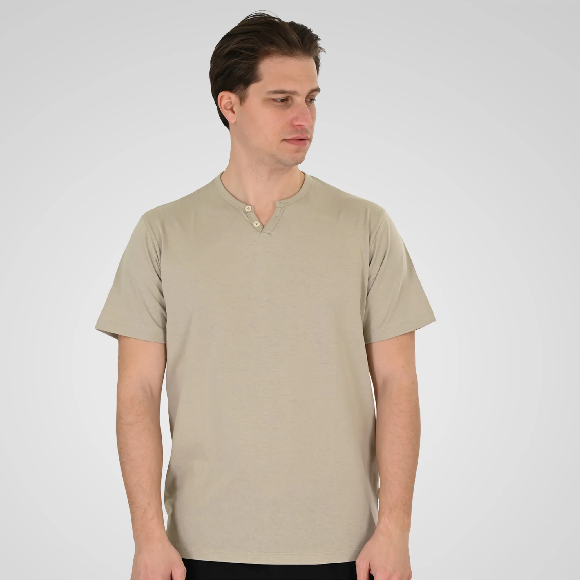 Double Ανδρικό Κοντομάνικο Μπλουζάκι V-Neck 261TS-9139 Stone Beige